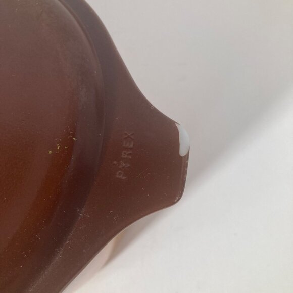 Vintage Pyrex Old Orchard 473 1 Qt Brown Covered Baking Dish Chip & scratches - Picture 7 of 13
